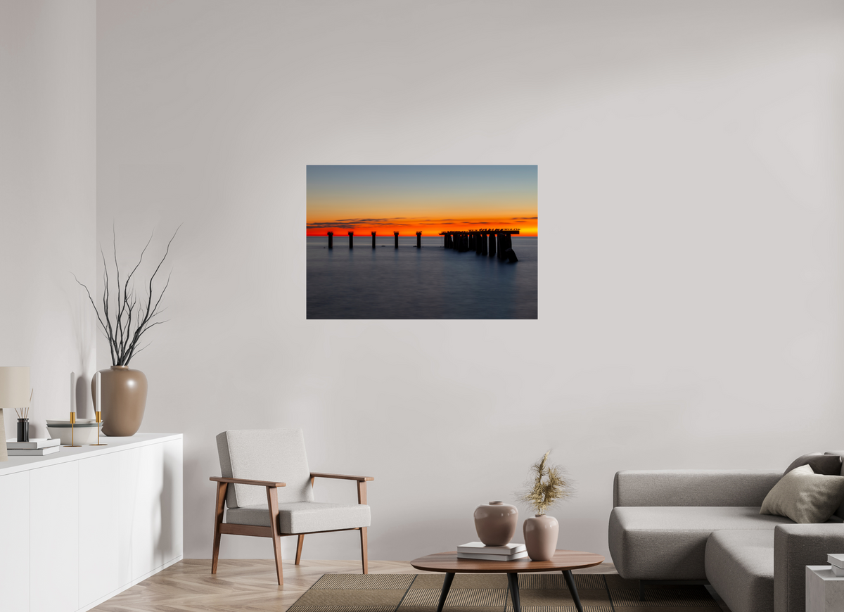 45 x 30″, Photo Print Under Acrylic Glass Last Light on the Quiet Pier