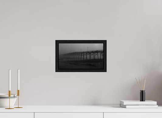 12 x 6.8″, Floater Frame Foggy Oak Island Pier